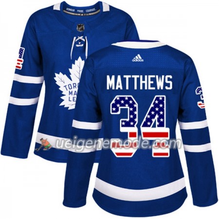 Dame Eishockey Toronto Maple Leafs Trikot Auston Matthews 34 Adidas 2017-2018 Blue USA Flag Fashion Authentic